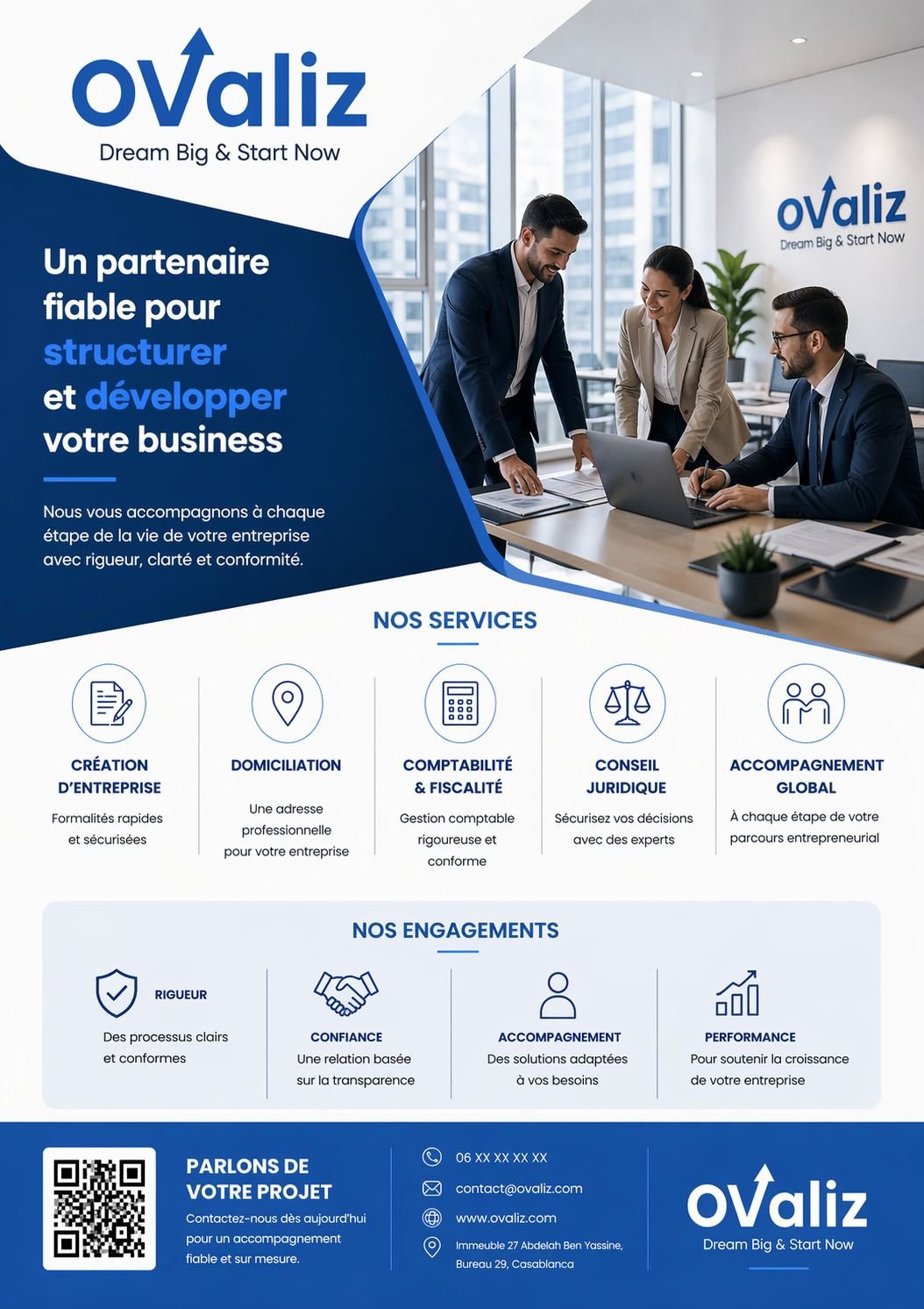 Services de création d'entreprise, comptabilité et conseil juridique avec Ovaliz.